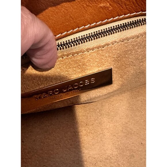 Y2K Marc Jacobs Doctors Satchel Camel Tan Leather Top Handle Gold Made Italy 90s - Picture 14 of 16